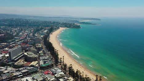 Aerial Panorama of Manly Beach: Sydney&#039;s Seaside Elegance on the Northern Beaches, New South Wales, Australia Coastline