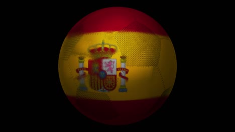 spain. football and flag. soccer ball in rotation and a flag integrated into it.