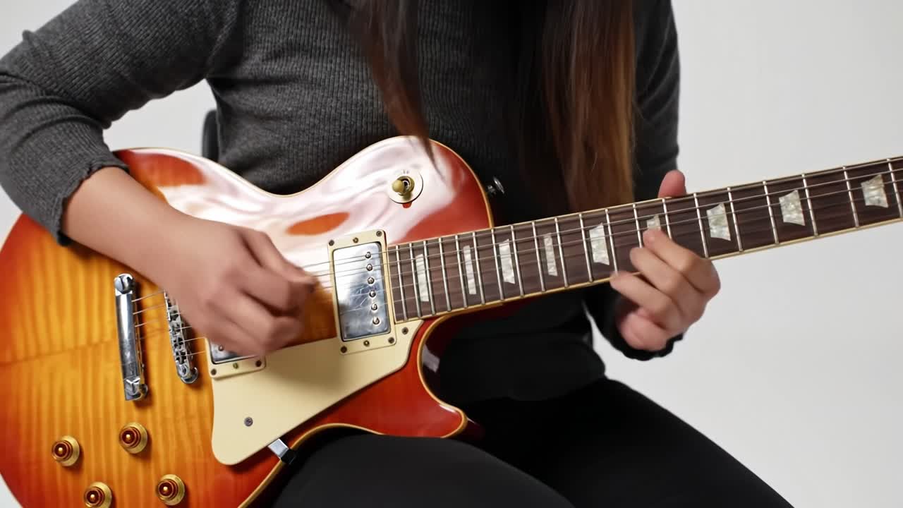 mujer tocando guitarra electrica