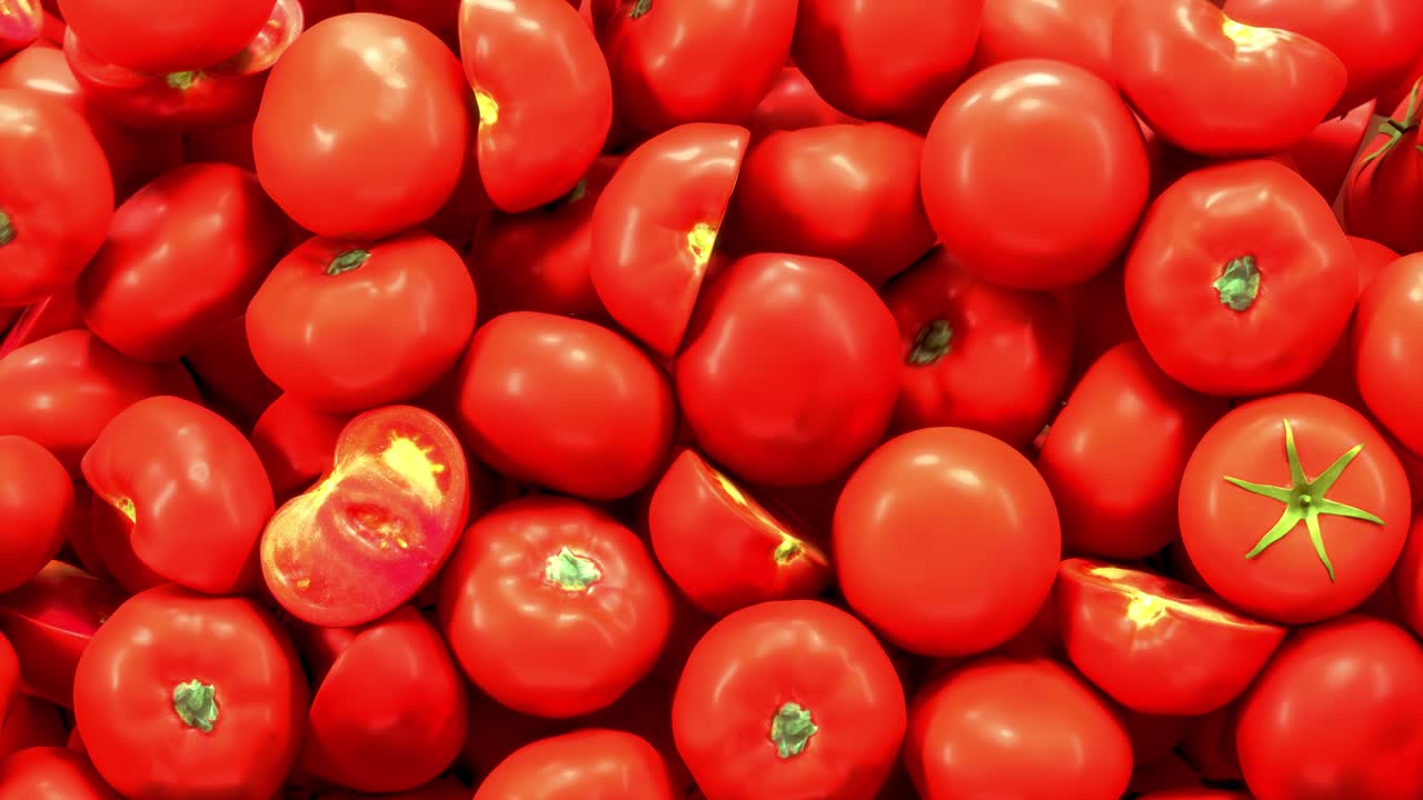 타락하는 토마토 전환 효과와 알파 채널 3d 렌더링