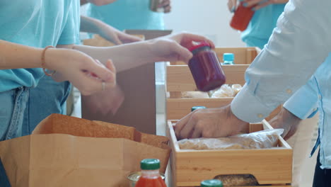 Volunteers Packing Food Donations