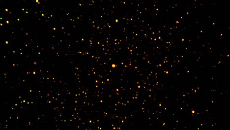 glow particles flow in the air on black background, glitter sparkling dust