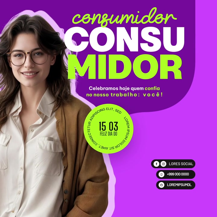 Gráfico Promocional para Redes Sociais com Jovem Mulher Sorridente