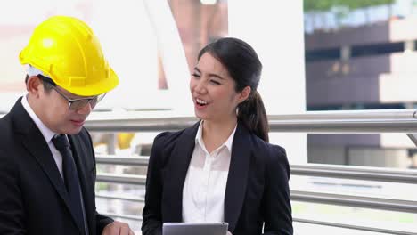 business woman and engineer meeting together. concept of construction, agreement, partnership, teamwork and relationship.