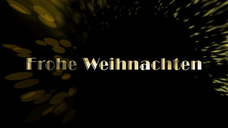 animation of frohe weihnachten text over glowing lights on black background