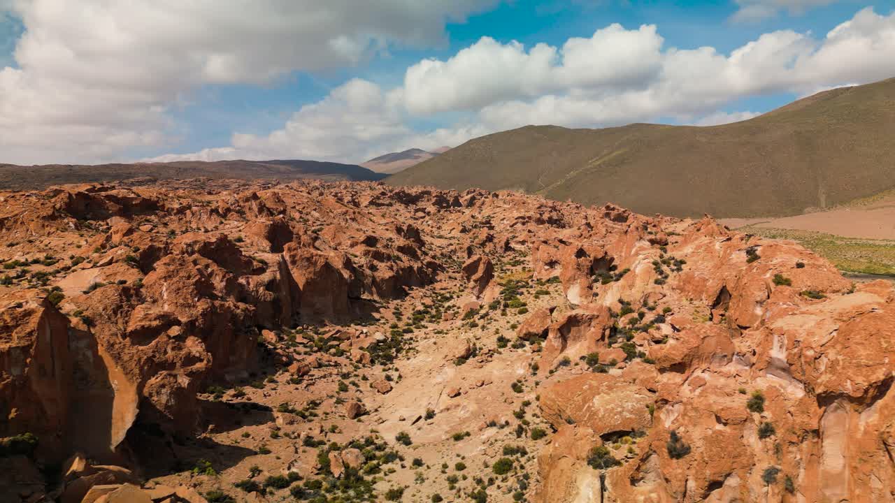Aerial View Of Rocky Formations At Valle de Rocas In Uyuni, Bolivia, South America