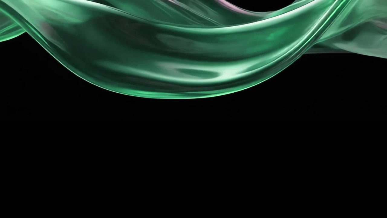 Abstract Green Silk Fabric Waving in Slow Motion