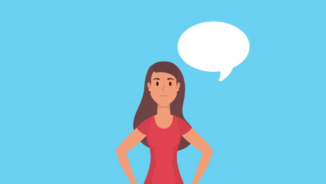mujer joven con burbuja del habla