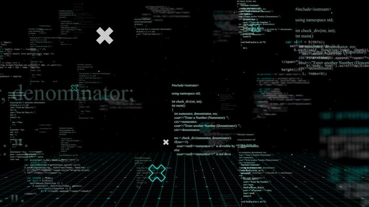 Animation af databehandling på sort baggrund