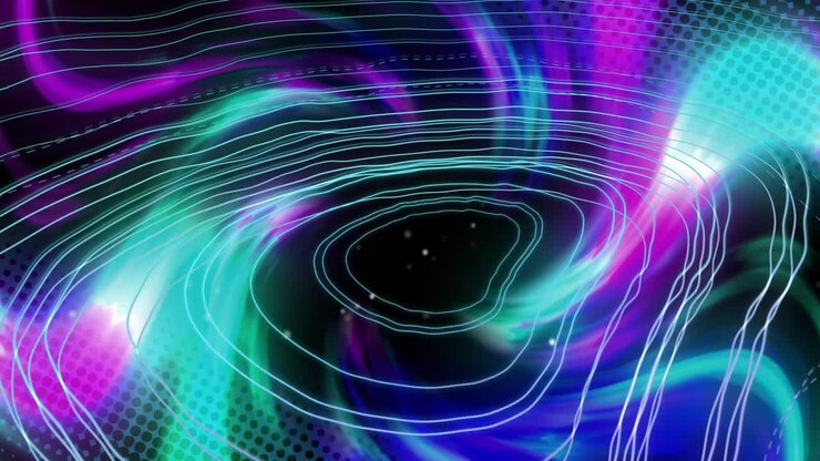 Animation of glowing light trails moving over white lines on black background