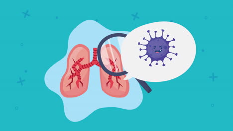 illustration of lungs and virus