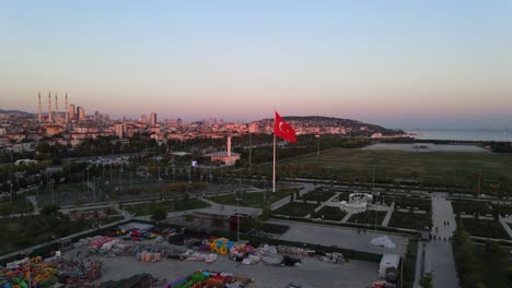 turkey turkish symbol flag drone shot