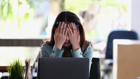 the female company employee expressed fatigue and disappointment at the company's sales that didn't meet the company's goals.