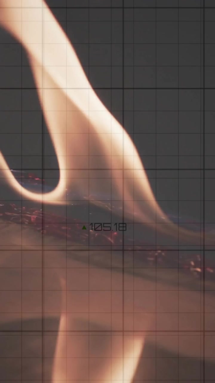 Animation of financial data processing over flames