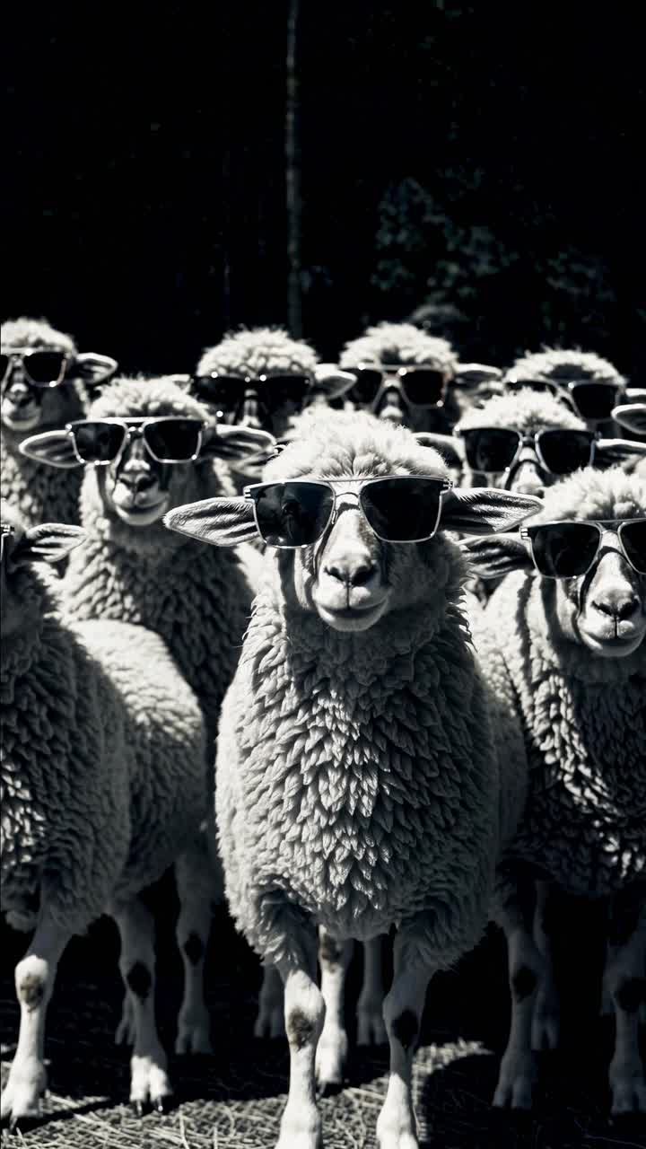A quirky video concept featuring sheep wearing sunglasses