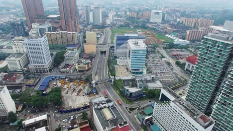 aerial view of kuala lumpur city in malaysia capital, tall buildings.