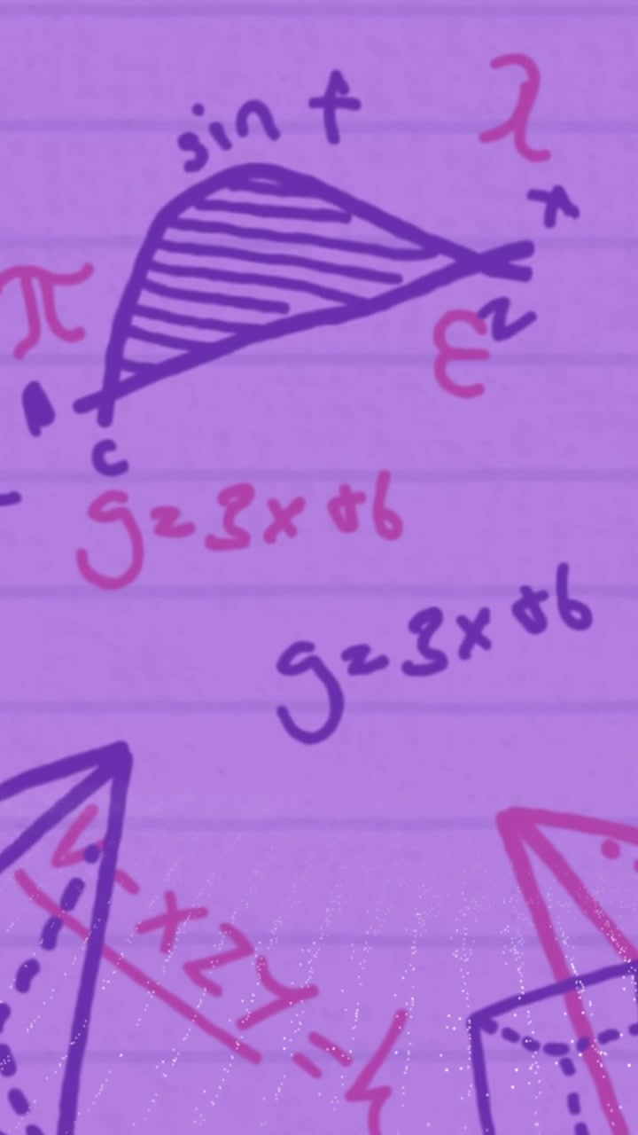 Animation of geometry and math formulas on pink background