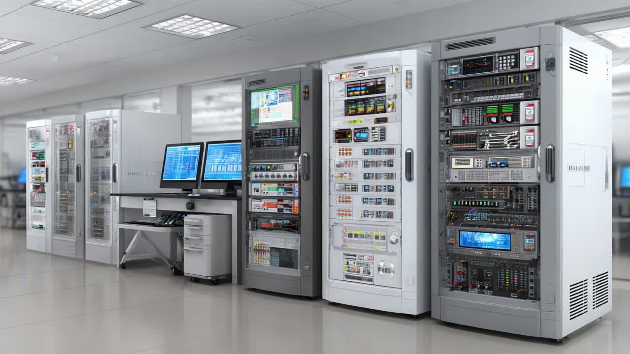 An Overview of Advanced Control Systems Showcasing High-Tech Equipment with Monitors in a Modern Environment for Efficient Operations and Monitoring