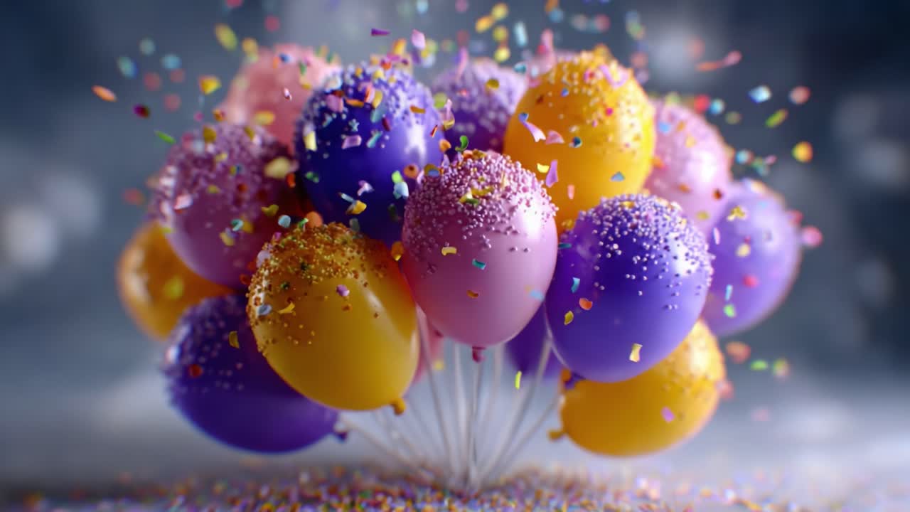 A Vibrant Display of Festive Balloons with Colorful Sprinkles, Perfect for Celebrations, Parties, and Joyful Gatherings Highlighting Happiness and Cheer