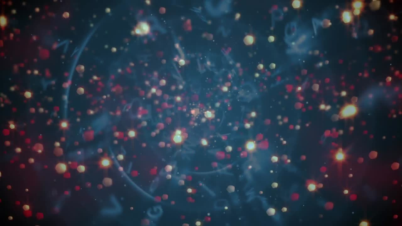 animación de letras en movimiento sobre puntos