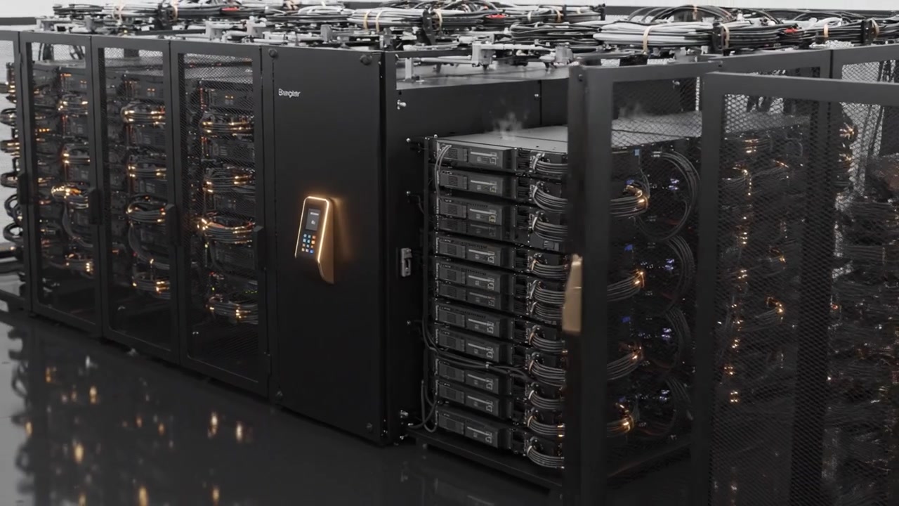 High-Tech Server Room Featuring Advanced Networking Equipment and Organized Cable Management for Efficient Data Processing and Storage Solutions
