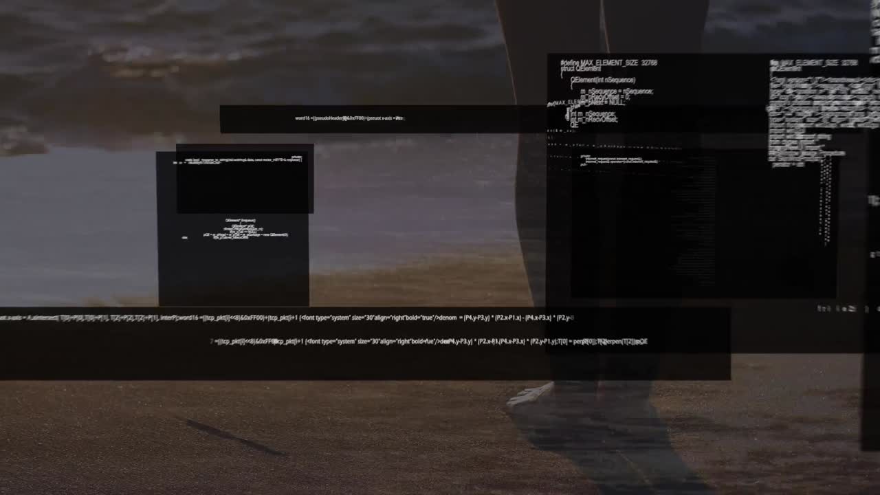 animación del procesamiento de datos sobre la playa