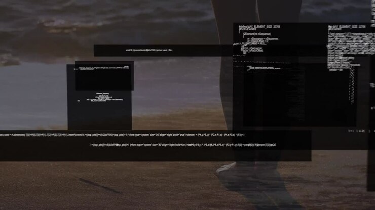 Animation of data processing over beach