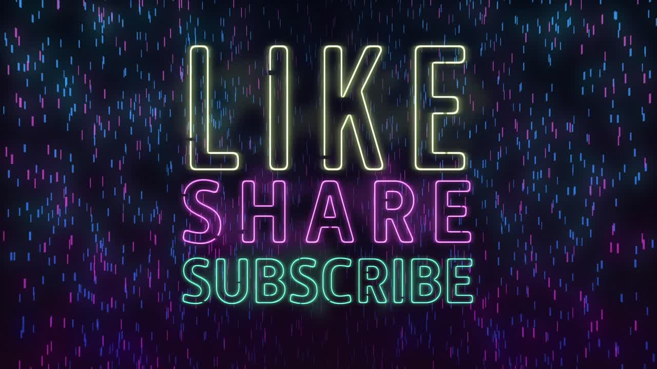 흑색 배경에 빛의 흔적 위에 서브스크라이브 텍스트를 공유