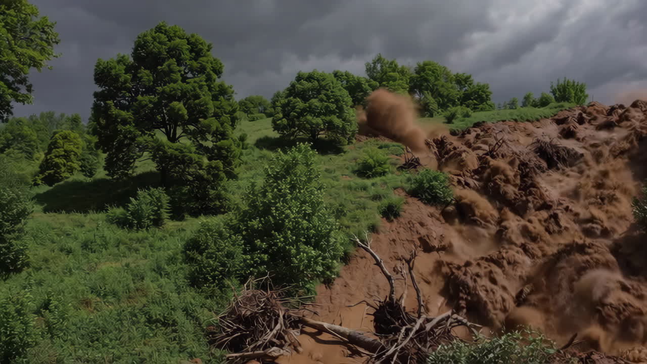 deslizamiento de tierra en un bosque