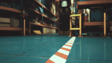 warehouse pathway marked for safety in busy logistics center operations