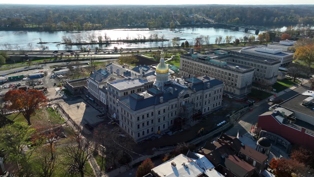 nj 국회 의사당 돔으로 트 렌튼 뉴저지 공중 설정 샷