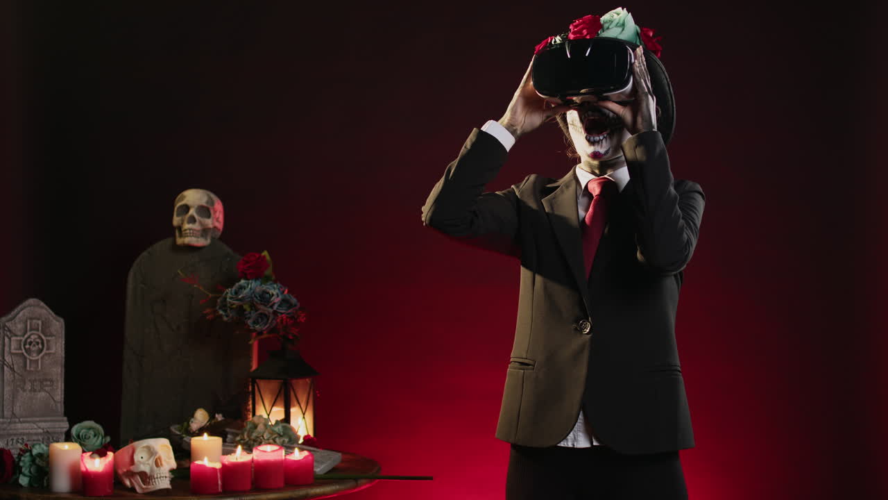 Day of the Dead Costume with VR Headset
