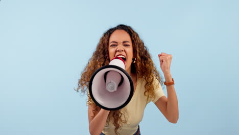 african woman, megaphone and protest