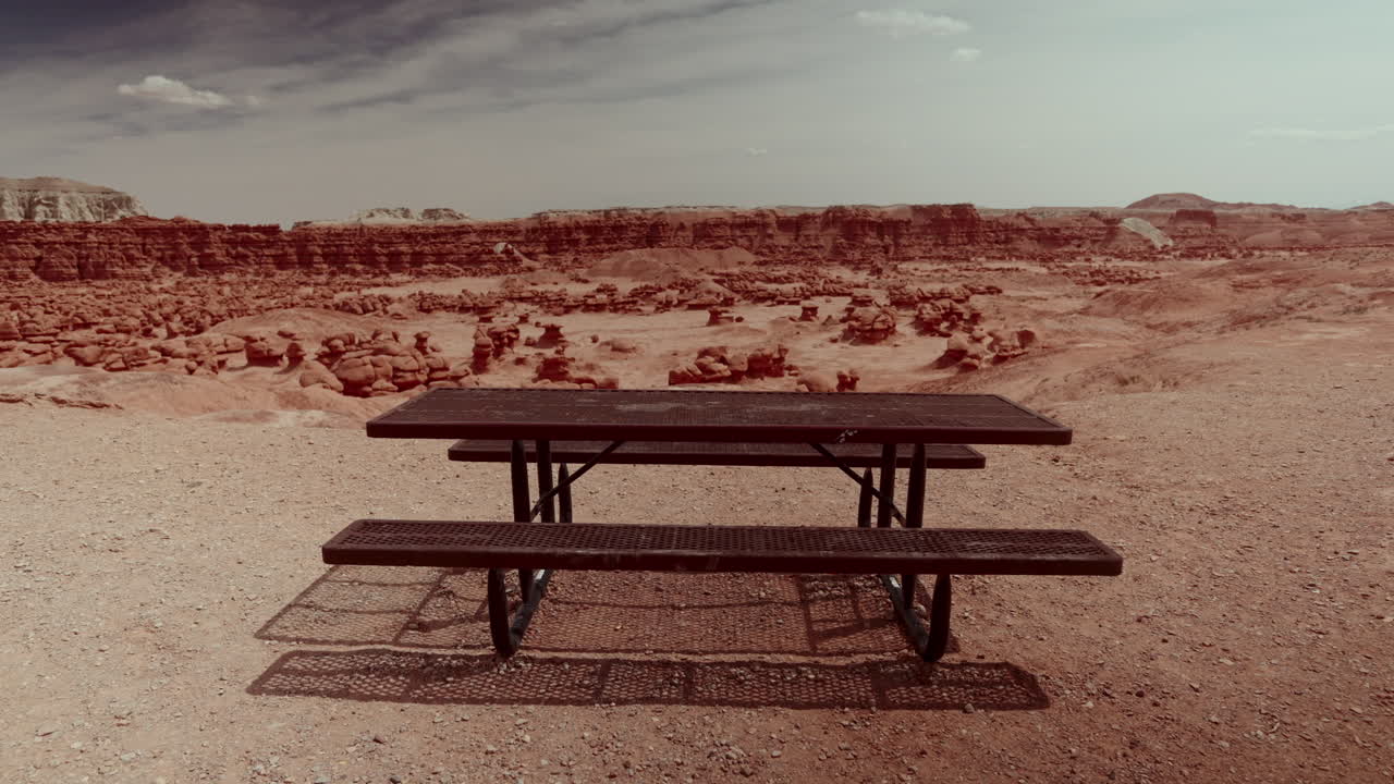 Picnic Table in a Desert Landscape