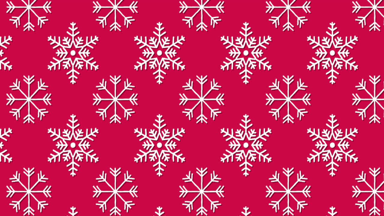 Animation of snowflakes pattern on red background