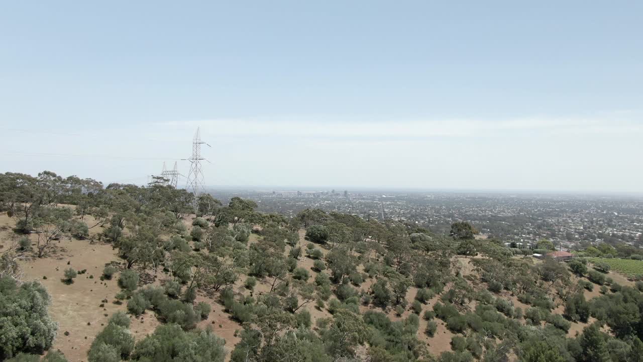 árboles verdes en el paisaje que domina el paisaje urbano de adelaide en australia