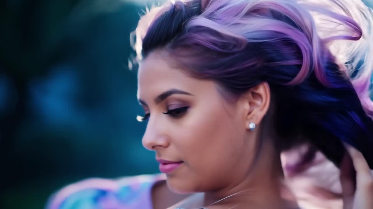 보라색 머리카락 을 가진 여자 의 초상화