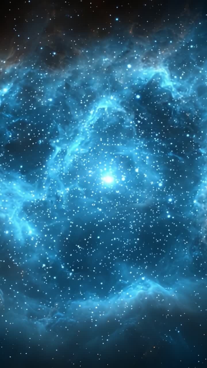 A Beautiful Cosmic Scene: Stunning Images of a Starry Nebula Filled with Glimmering Stars and Ethereal Blue Gas Clouds in the Vast Universe