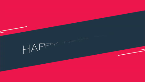 texto moderno de feliz año nuevo con líneas en gradiente rojo