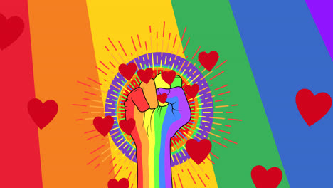 animación del puño del arco iris sobre el fondo del arco iris.