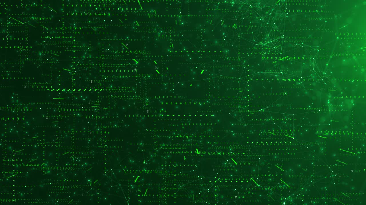 Video of plexus green grid combined with glowing circuit elements digital data flow futuristic