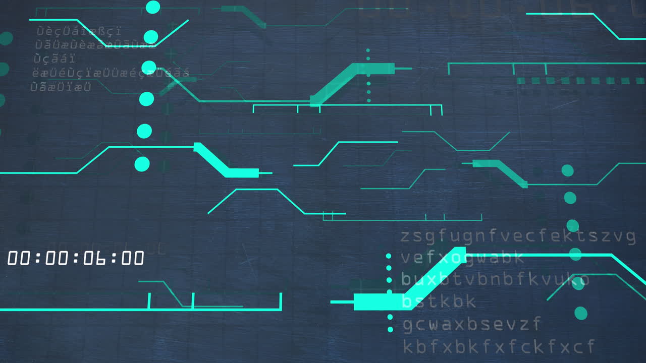 파란색 배경 위의 컴퓨터 데이터 처리 애니메이션