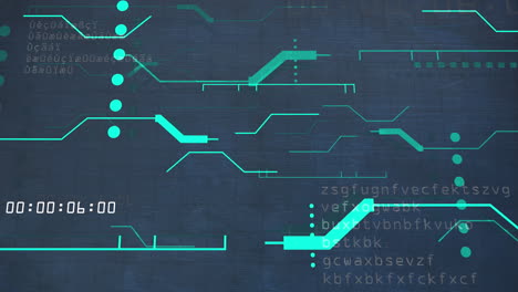 animation of computer data processing over blue background