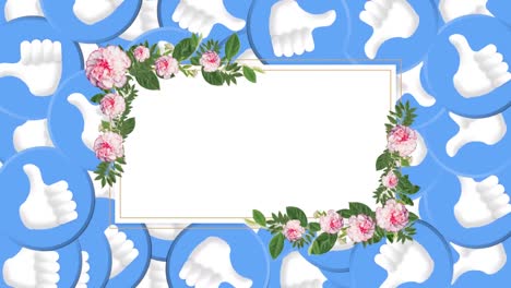 animación de un banner floral con espacio de copia sobre varios iconos similares contra un fondo blanco