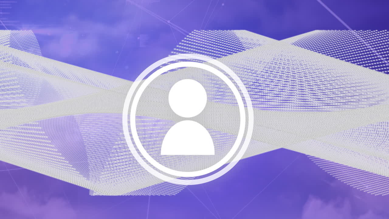 animación de la red de conexiones con iconos sobre formas