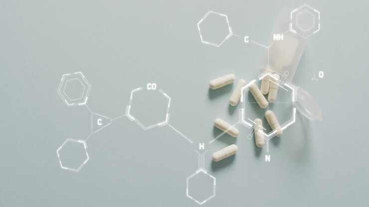Animazione di diagrammi di filamenti di DNA su pillole
