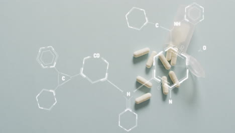 animación de los diagramas de cadenas de adn sobre las pastillas
