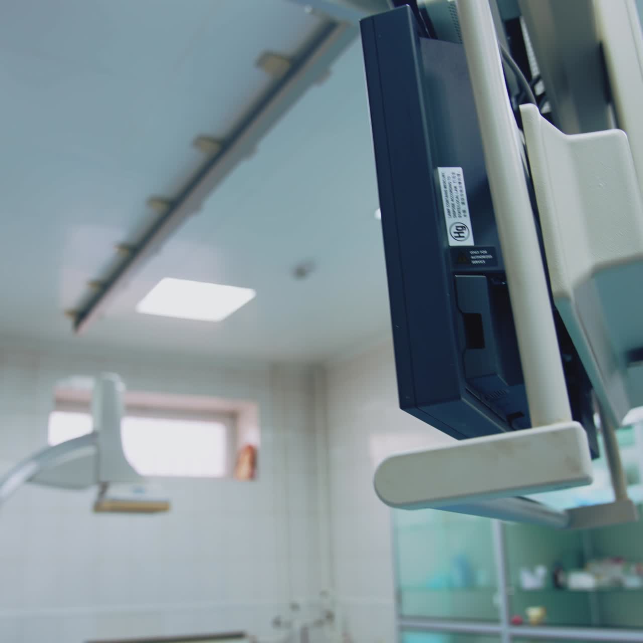 Operating room with surgical equipment. Interior of operating room in modern clinic
