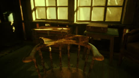 old wooden chair in a dusty cabin