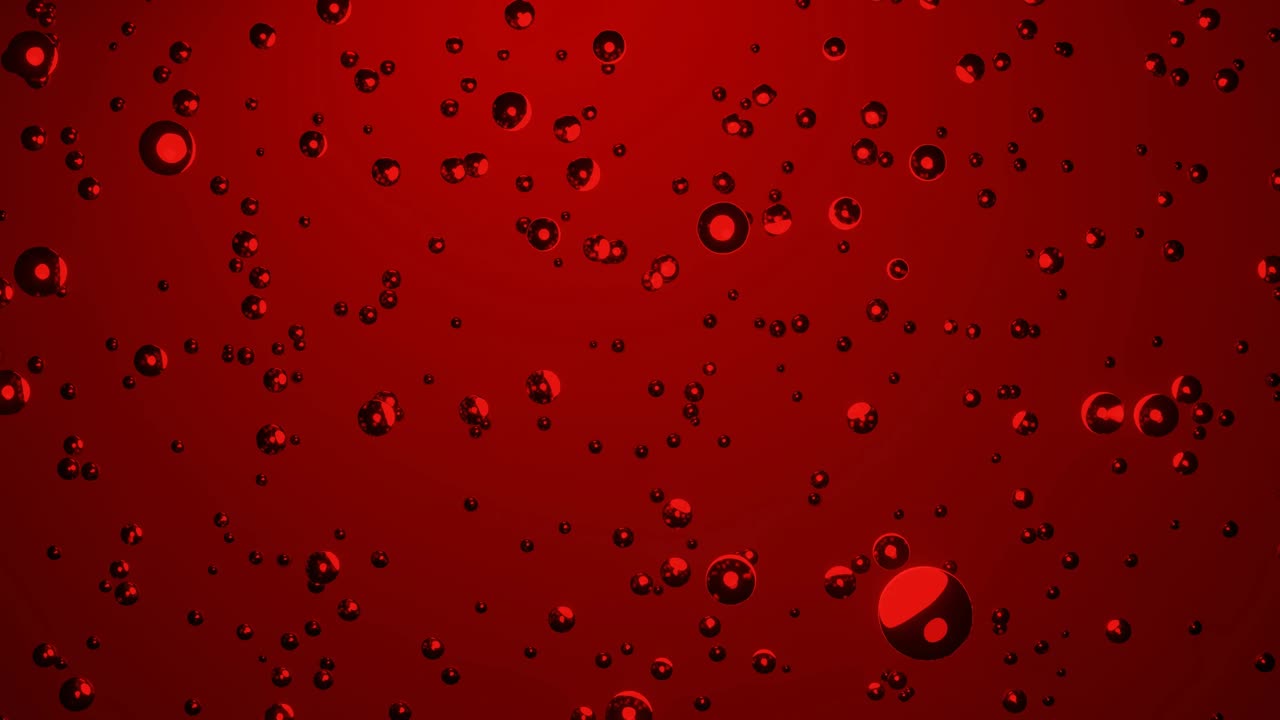 은 배경 위에 움직이는 빨간 거품 3d 렌더링
